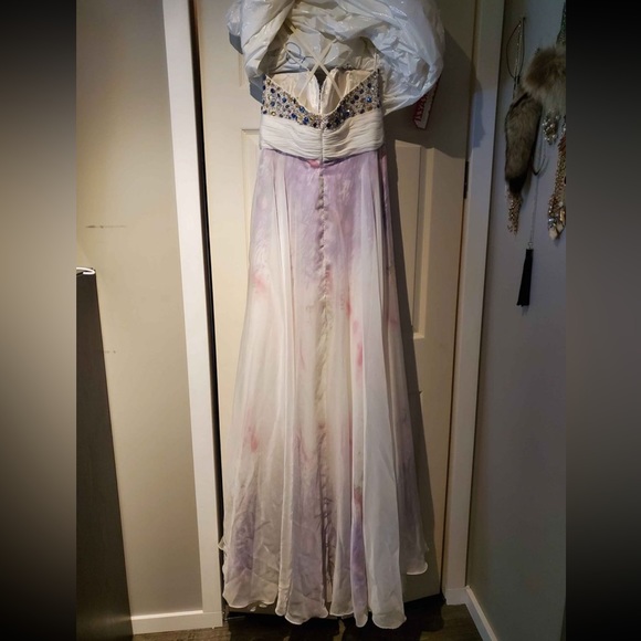 White Multicoloured Prom Grad Dress - Picture 5 of 8